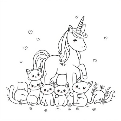 Unicorn unicorn desen cu pisici cute