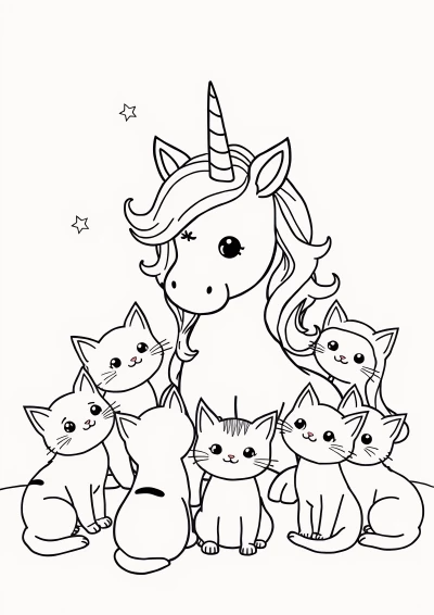 Unicorn unicorn desen cu pisici cute