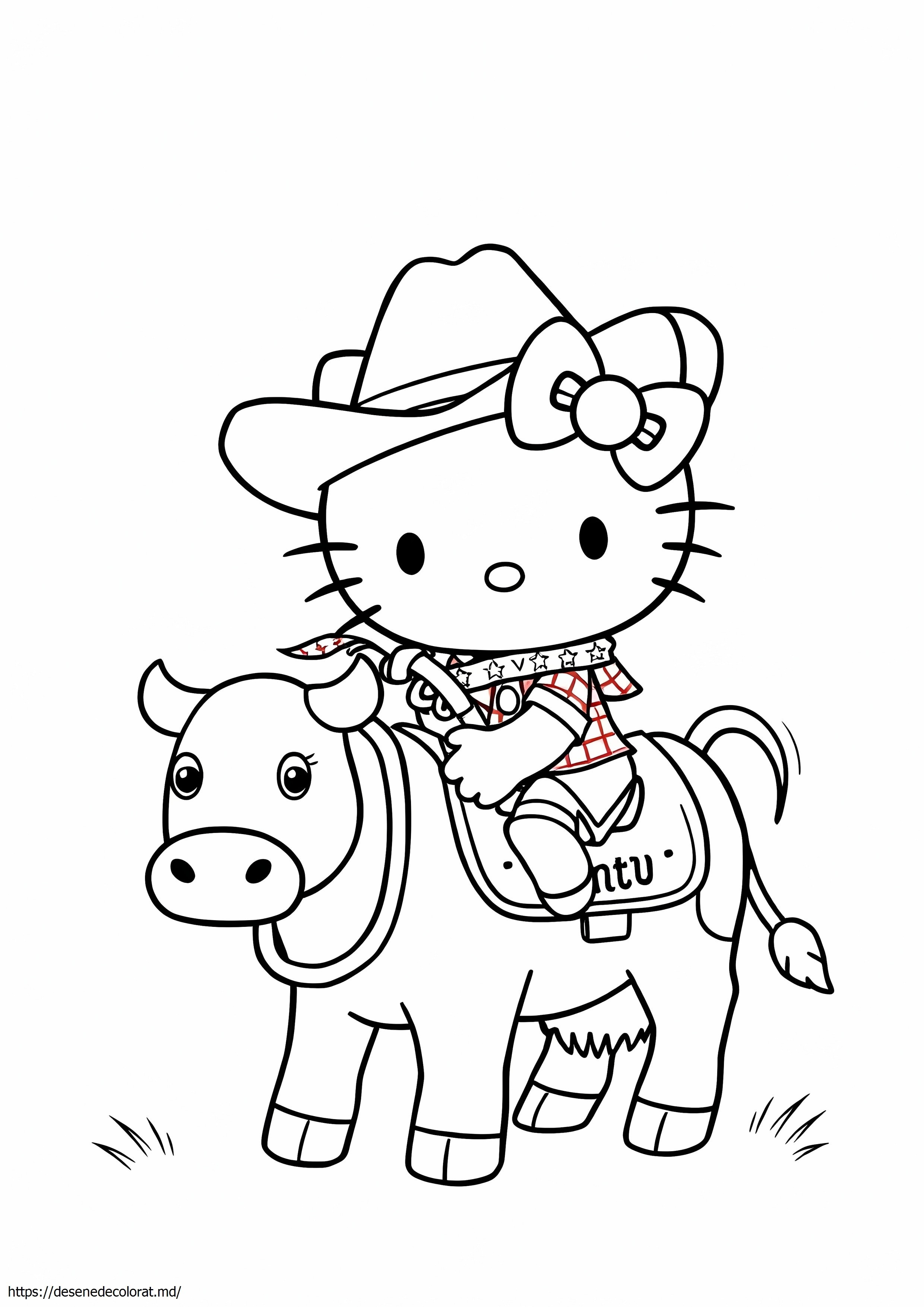 Hello Kitty cowgirl desen de colorat
