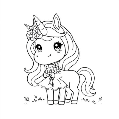 Girl kawaii desen cute cu unicorn