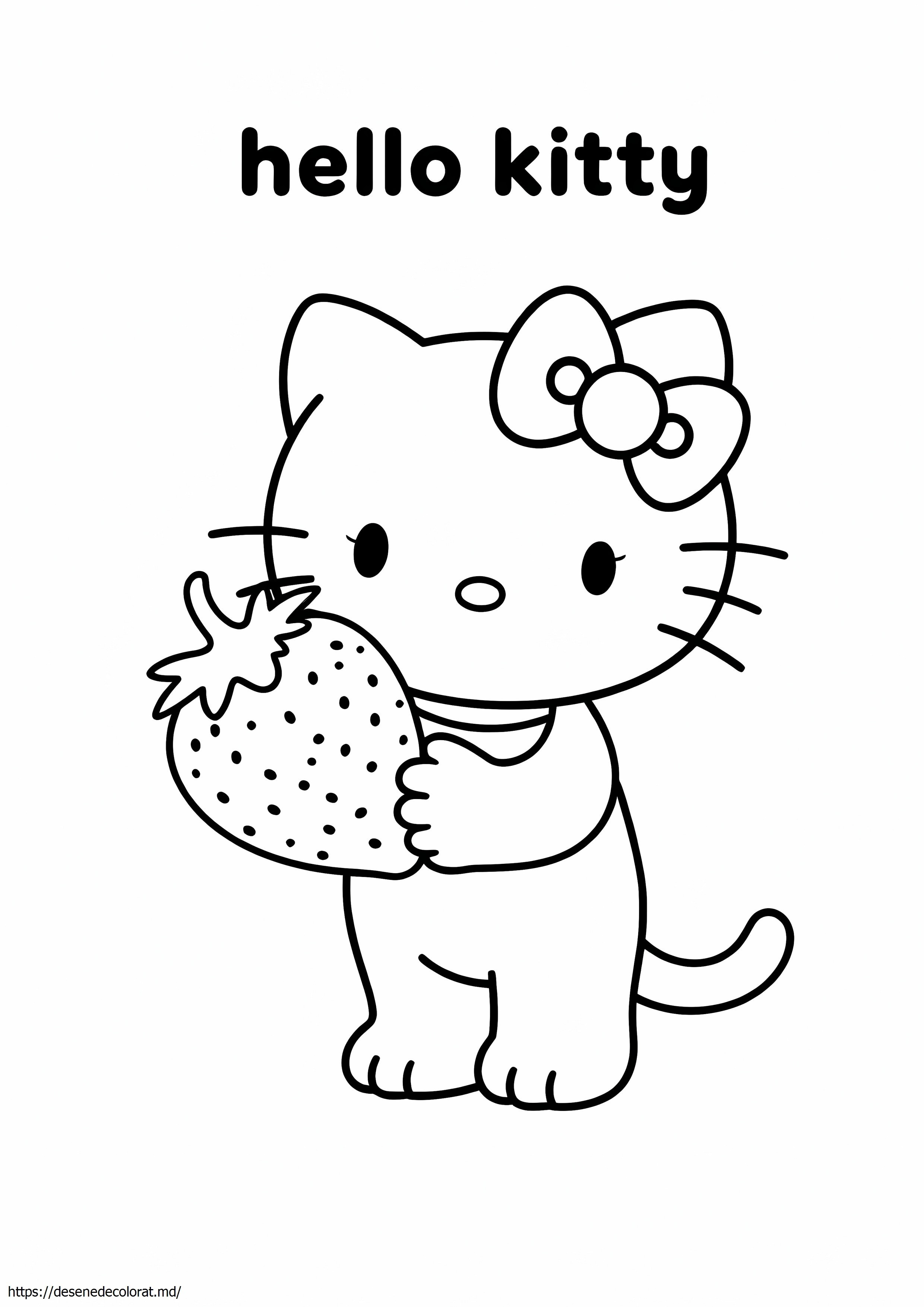 Hello Kitty ținând o căpșună
