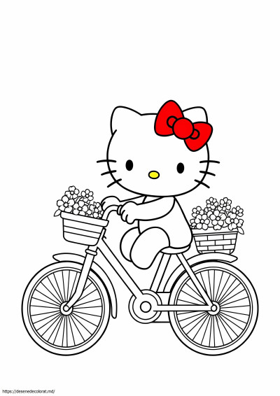 Hello kitty pe bicicletă