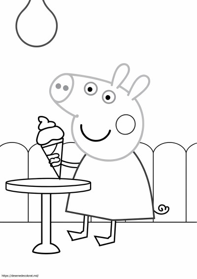 Peppa pig mâncând înghețată