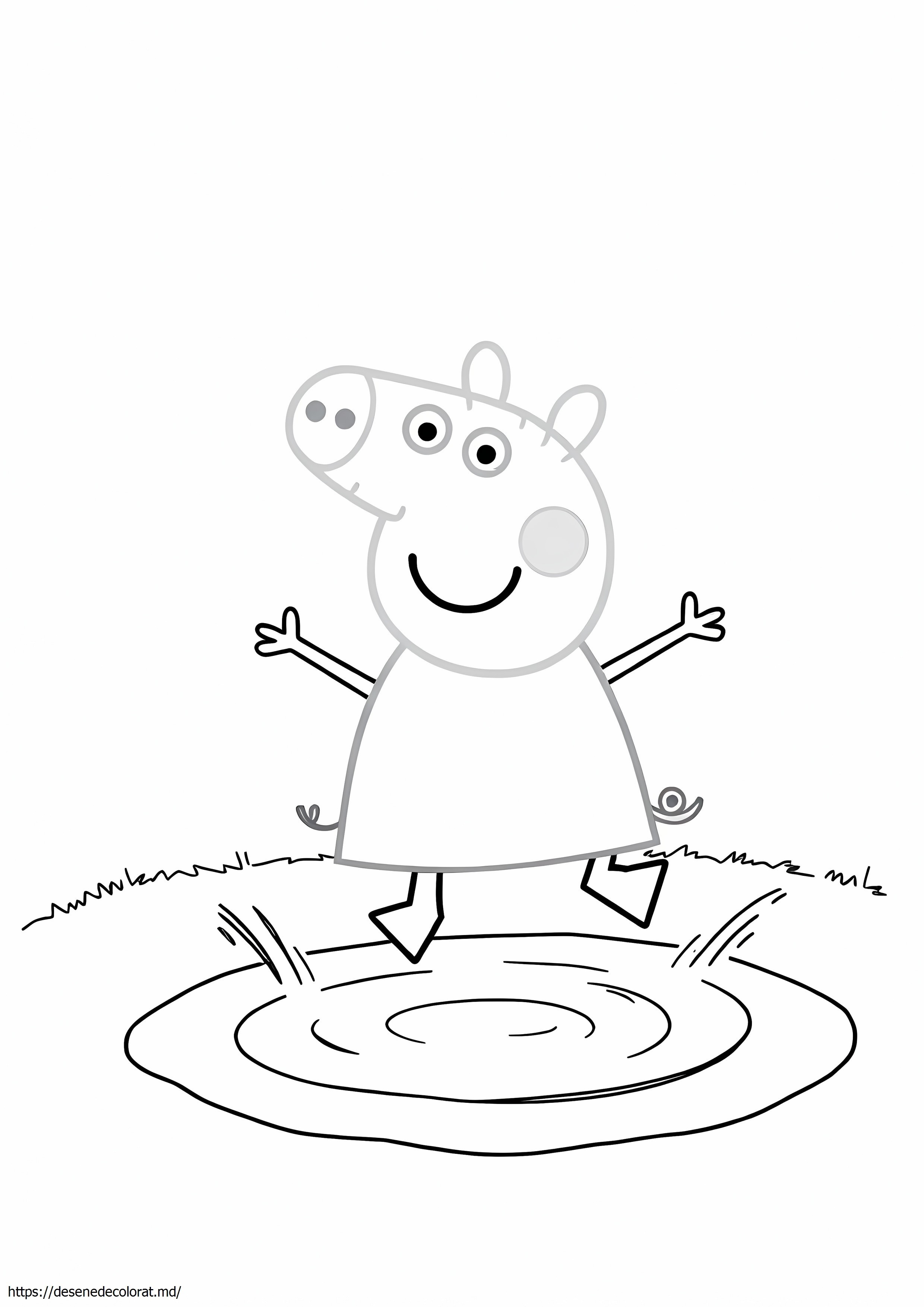 Peppa pig sărind în bălți noroioase