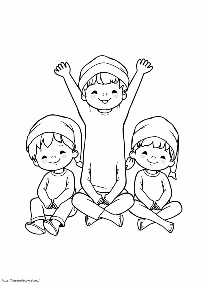 3 copii în capace de somn