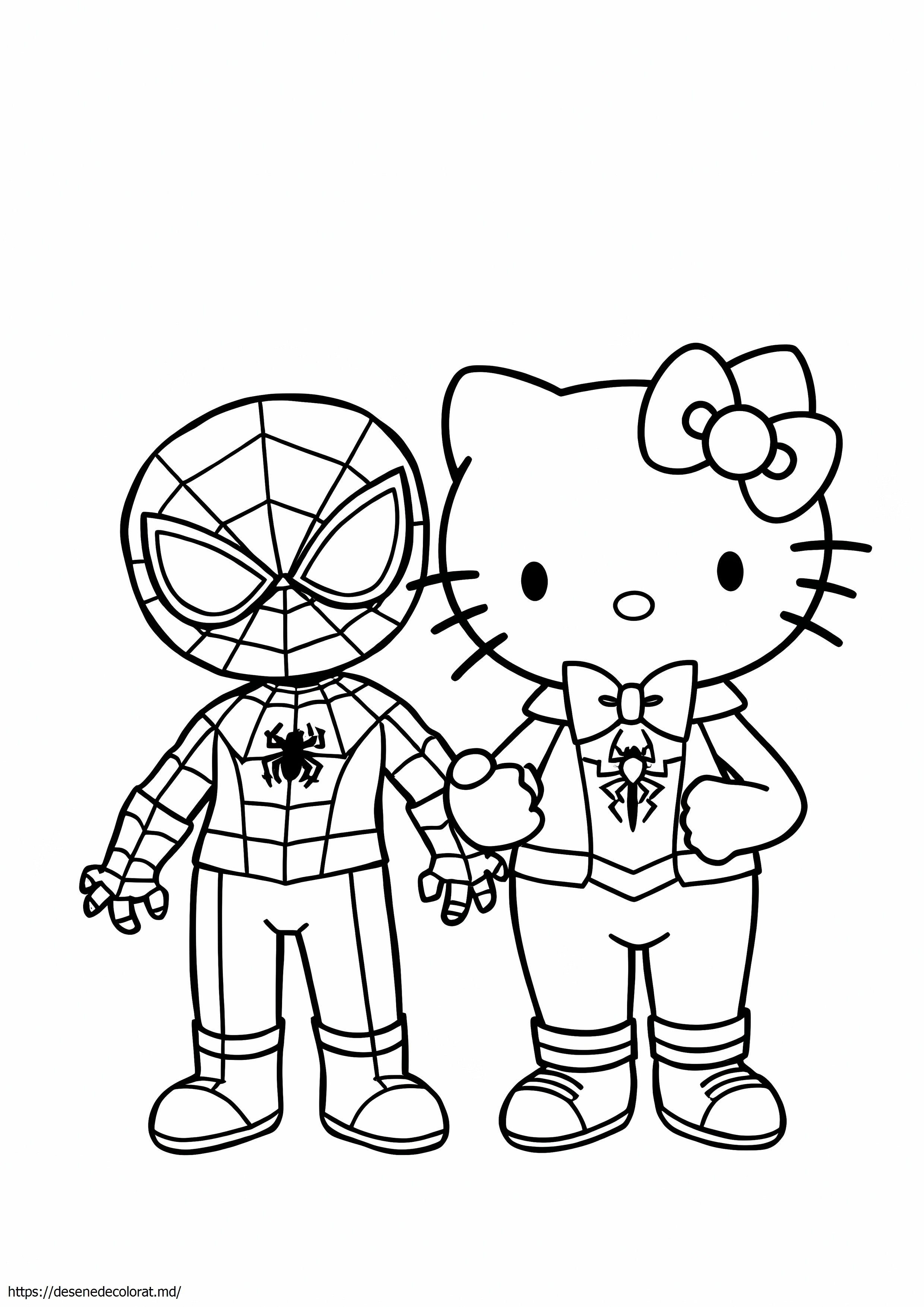 Desenând hello kitty și spiderman împreună