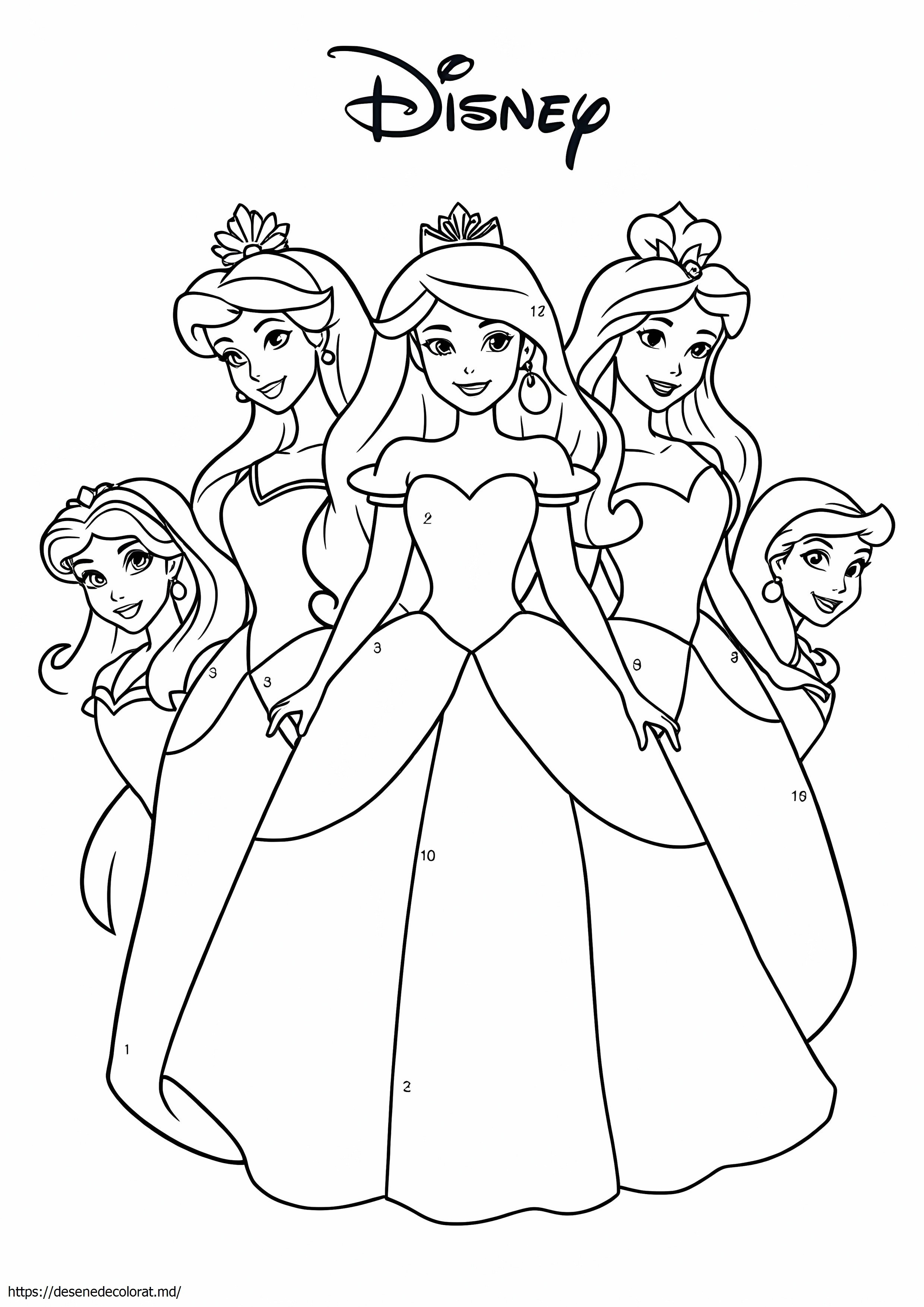 Prințesa disney culoare după număr