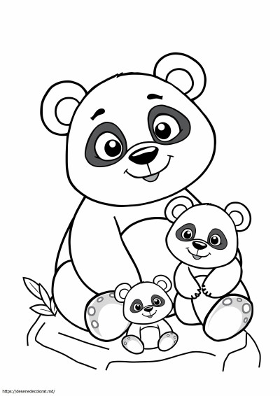 O pagină colorată cu un urs panda și un copil
