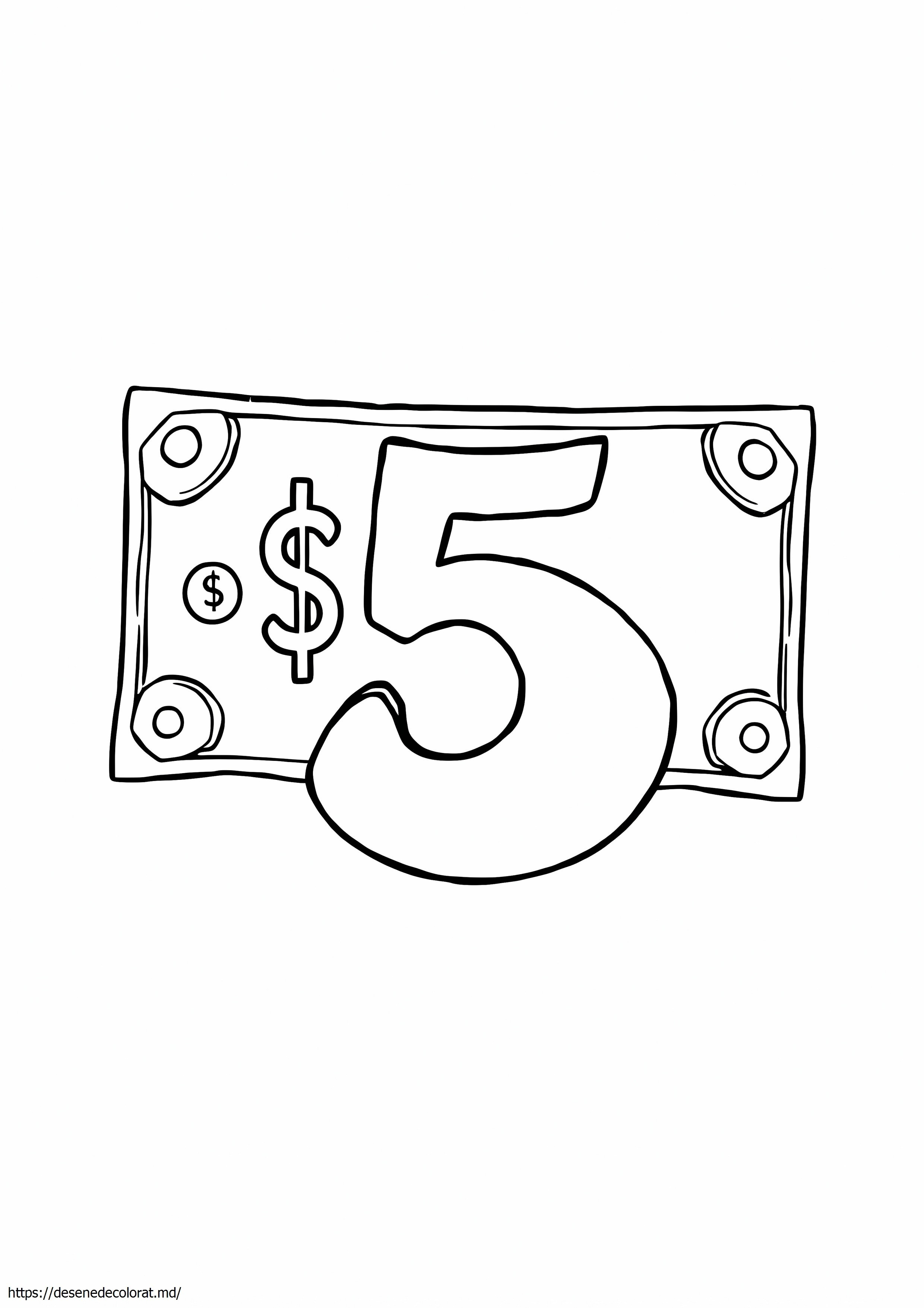 5 folosite pe o bancnotă de 5 dolari