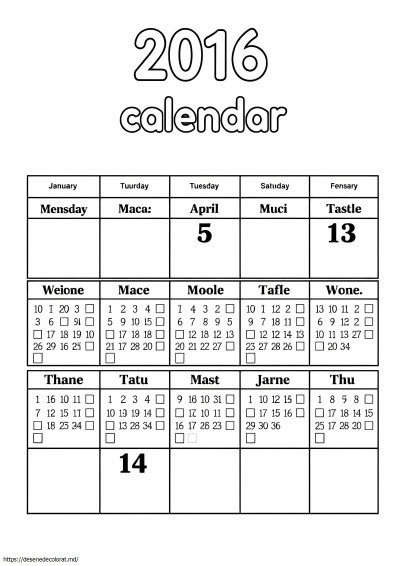 Calendarul 2016