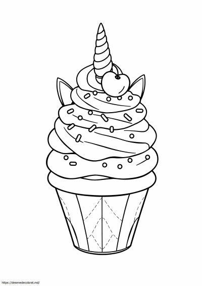 Cupcake cu unicorn cu înghețată