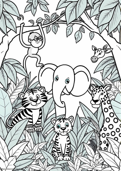 Animale din junglă de desene animate