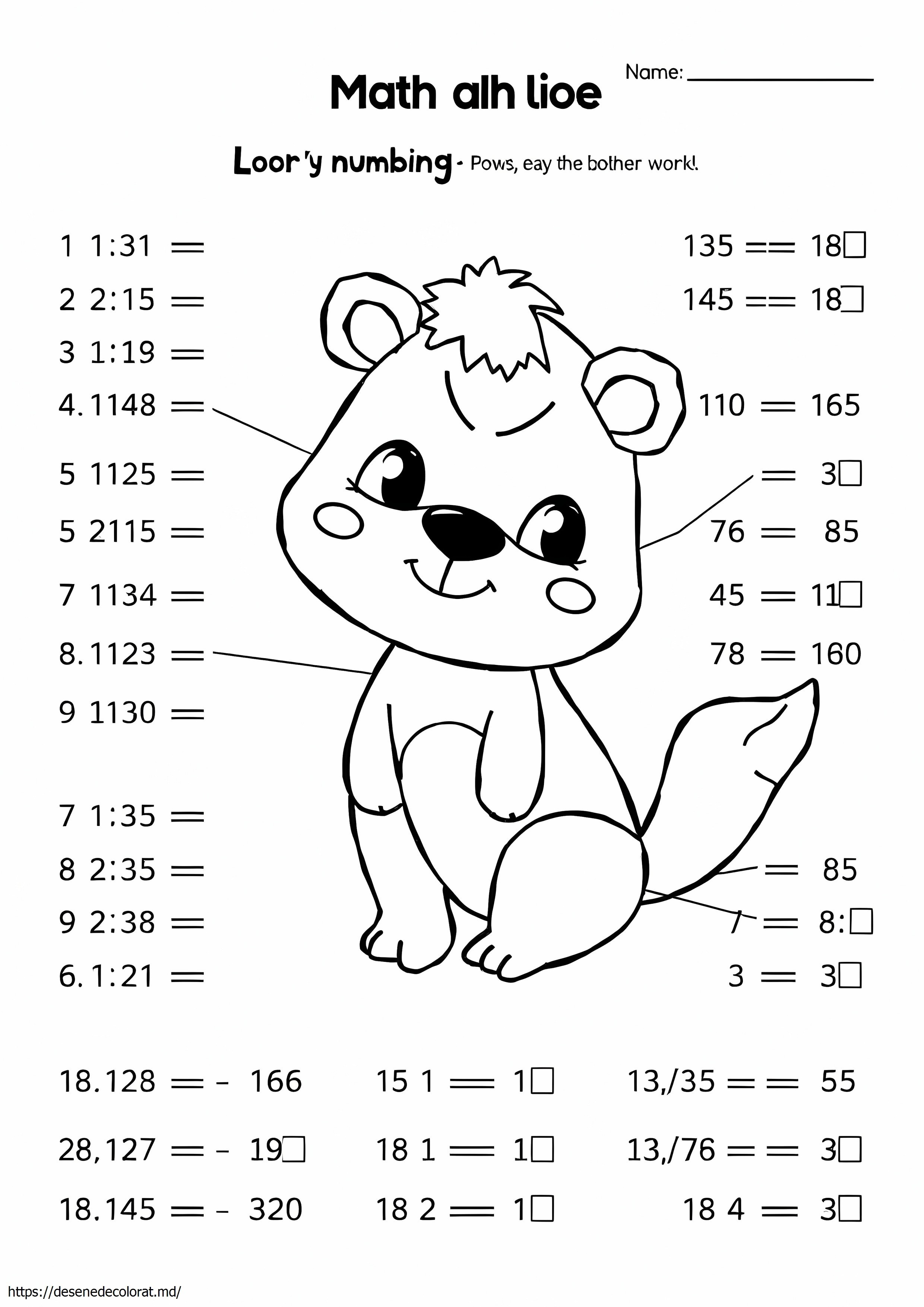 Colorează după număr pagini de matematică