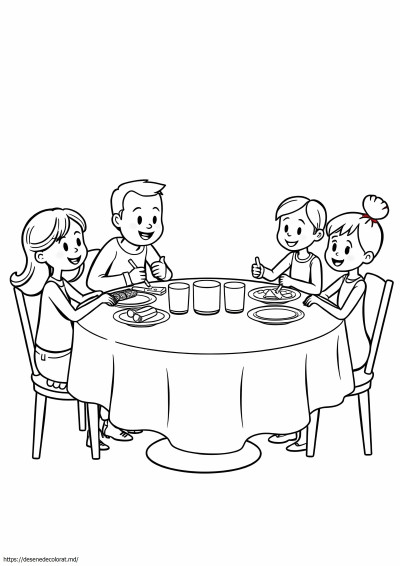 Familia mâncând împreună