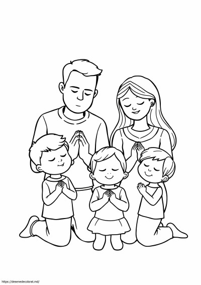 Familie care se roagă împreună