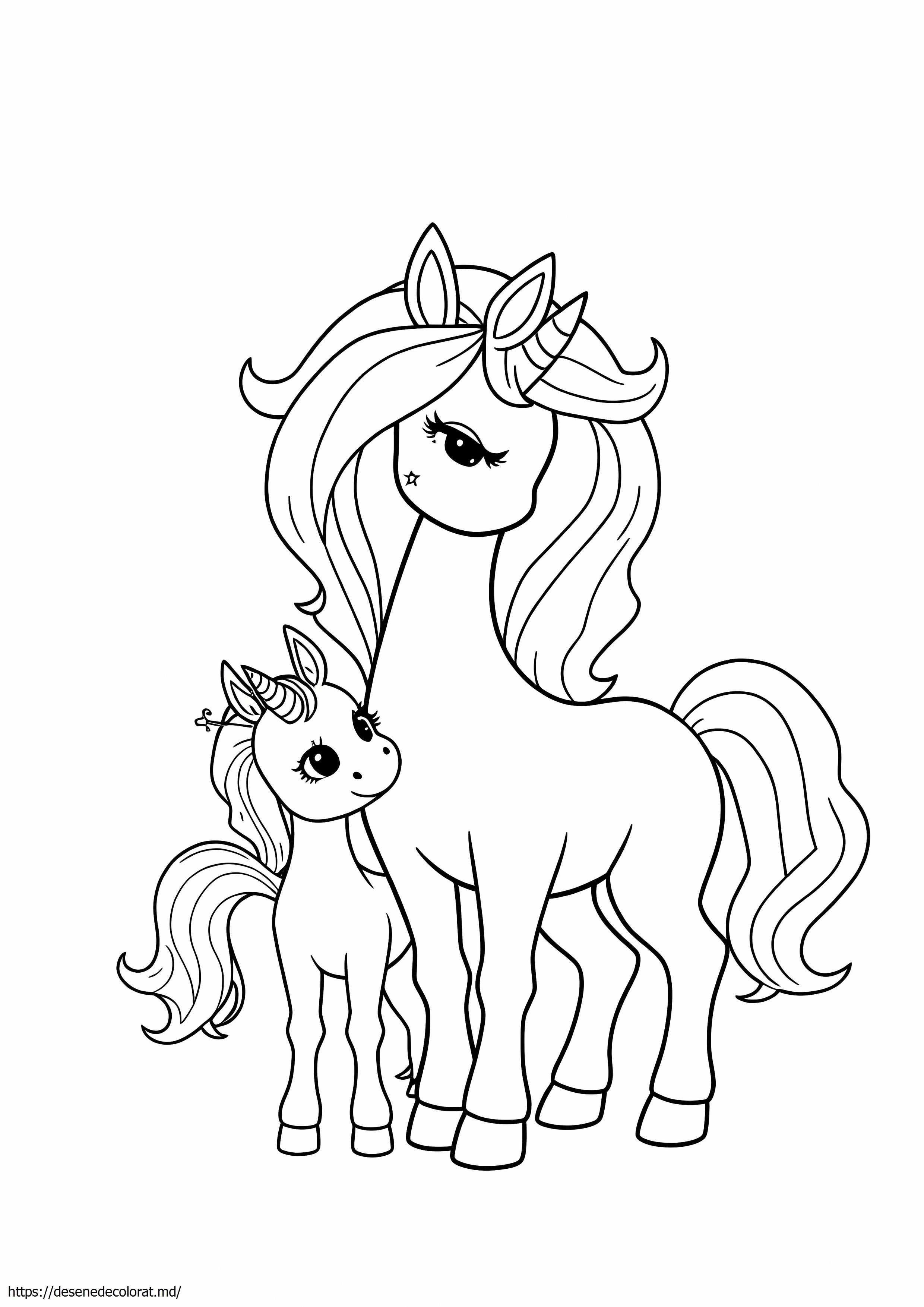 Mama și copilul unicorn