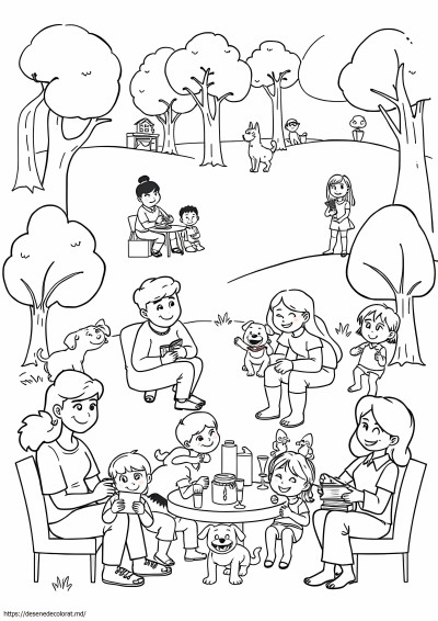 Poze cu familii de colorat