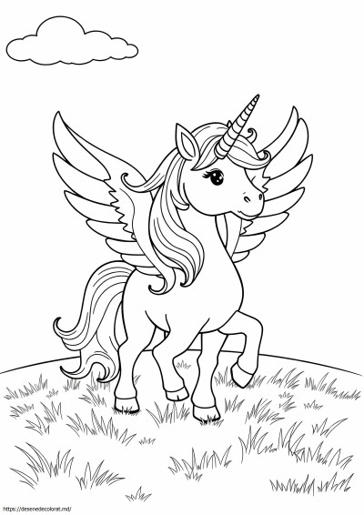 Un unicorn cu aripi și un corn