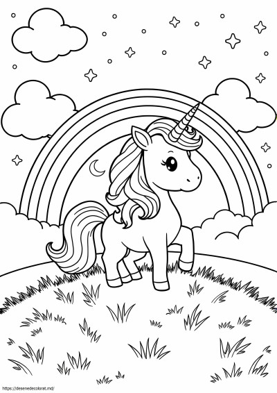 Frumos curcubeu drăguț unicorn