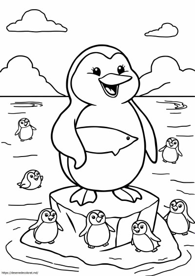 Drăguț pinguin de desene animate