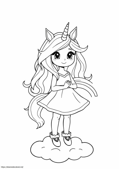 Fată drăguță unicorn