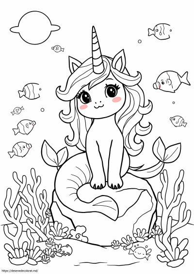 Drăguță pisică unicorn sirenă