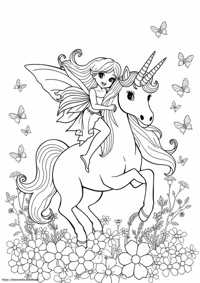 Zână călare pe un unicorn