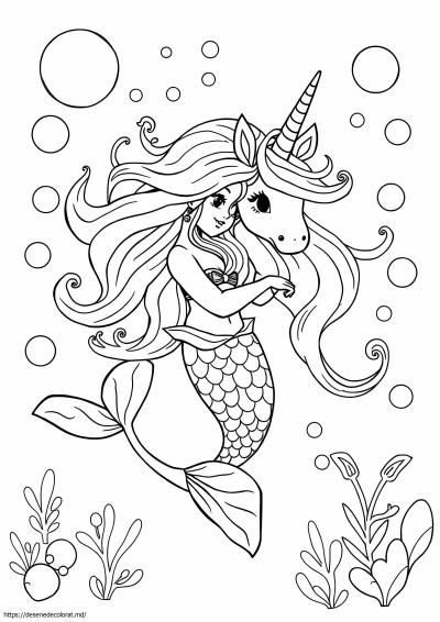 Sirena adorabil drăguț unicorn