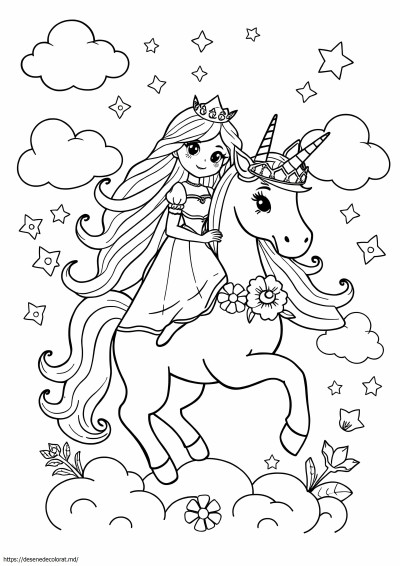 Unicorn prințesă curcubeu