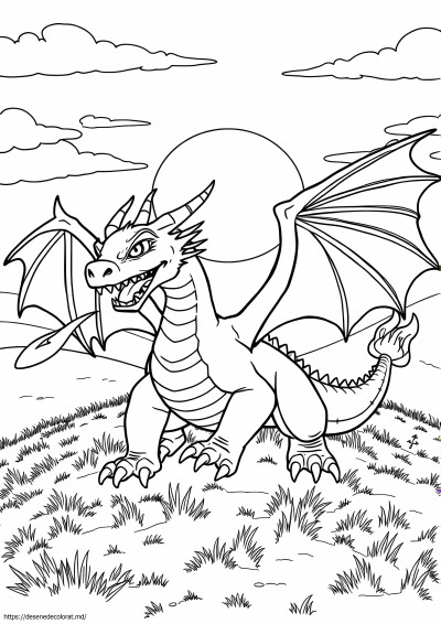 Dragon realist cu trei capete