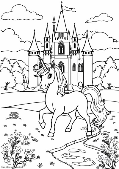 Unicorn și castel