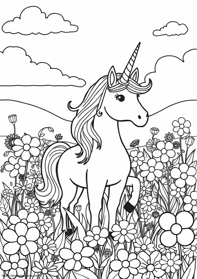 Unicorn și flori