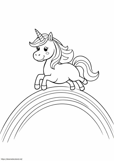 Unicorn sărind peste un curcubeu