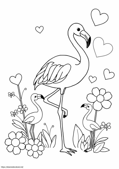 Drăguț copil drăguț flamingo