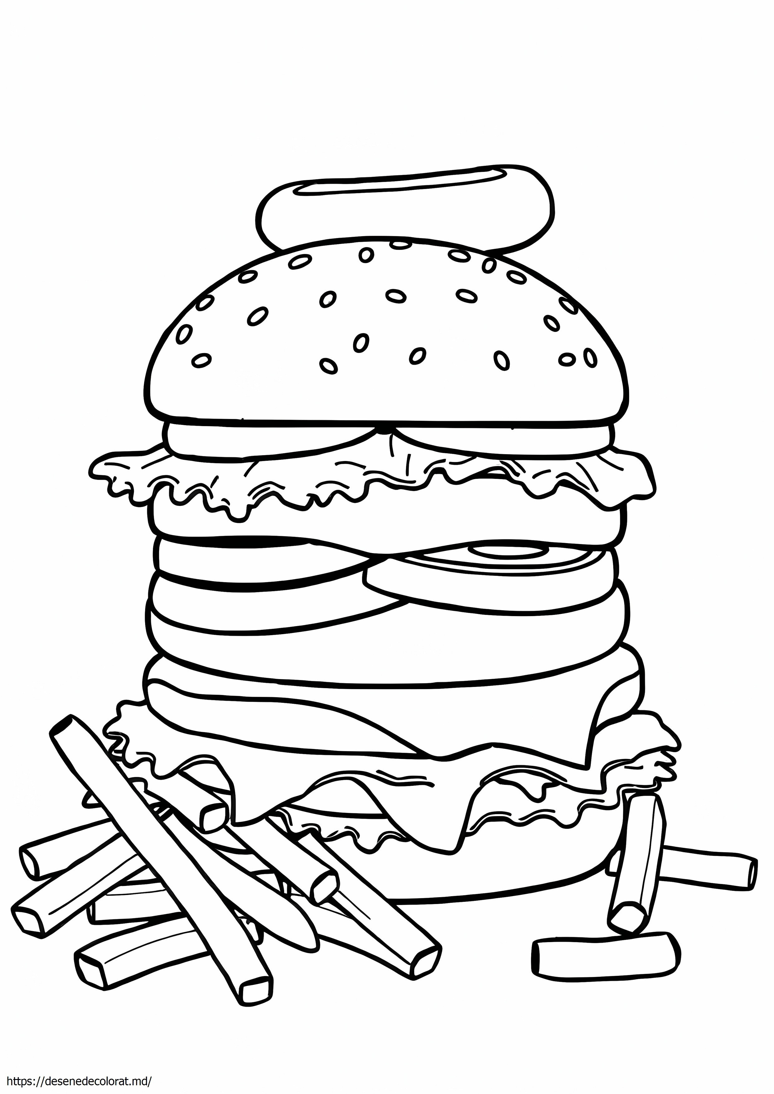 Burger și cartofi prăjiți