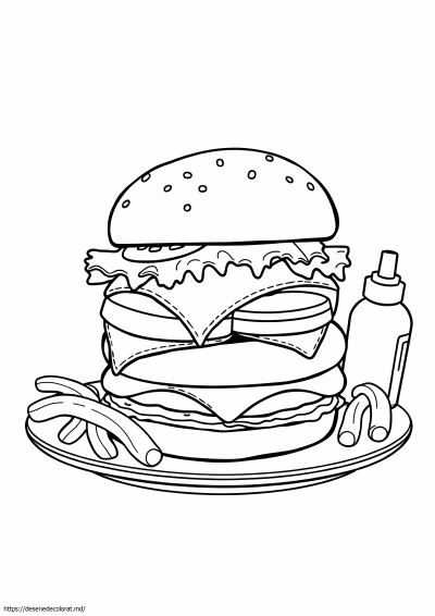 Cheeseburger și cartofi prăjiți
