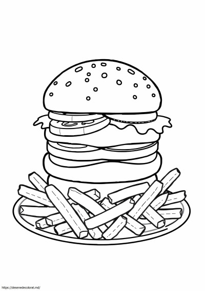Hamburger și cartofi prăjiți