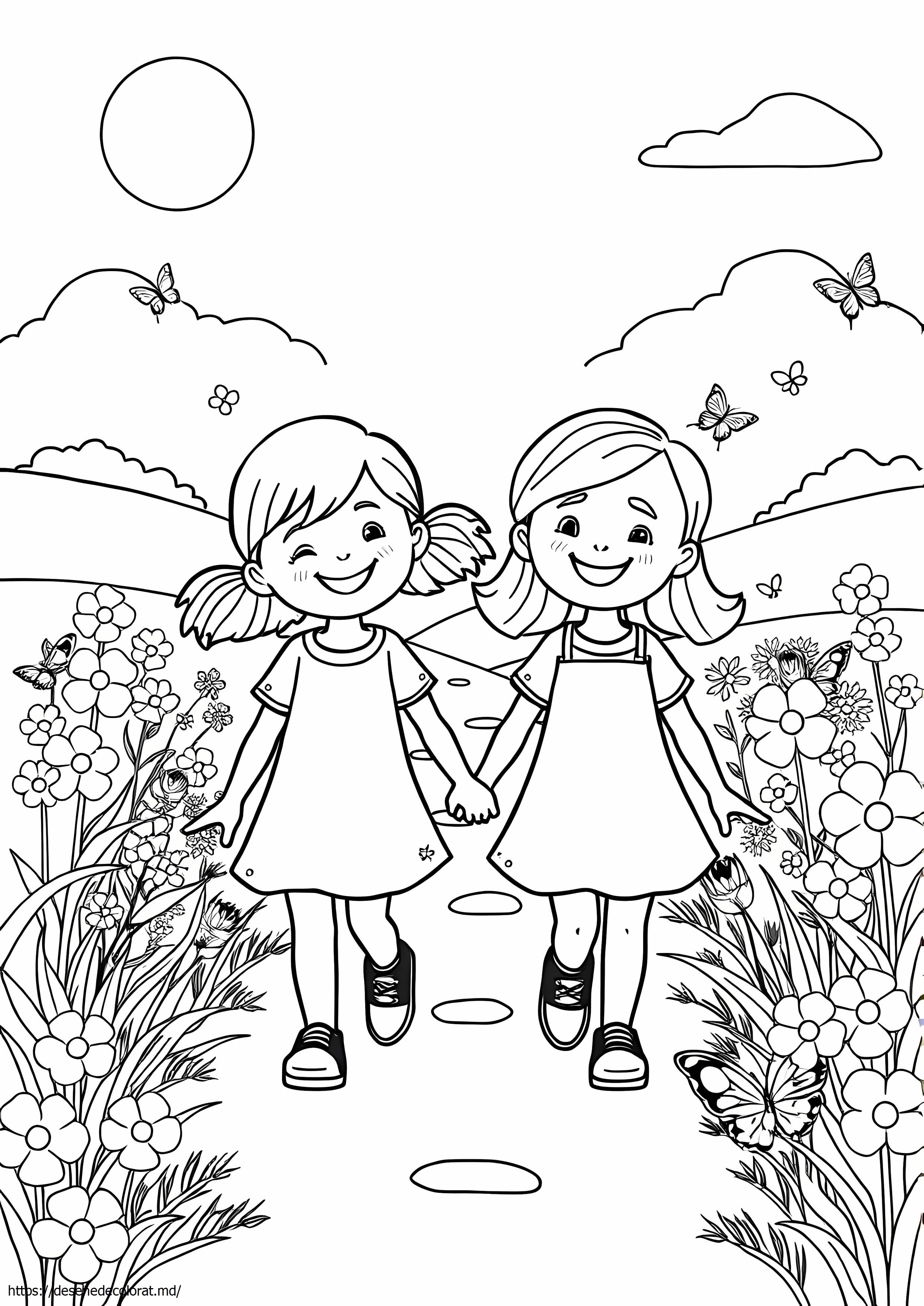 2 pagini colorate prieteni