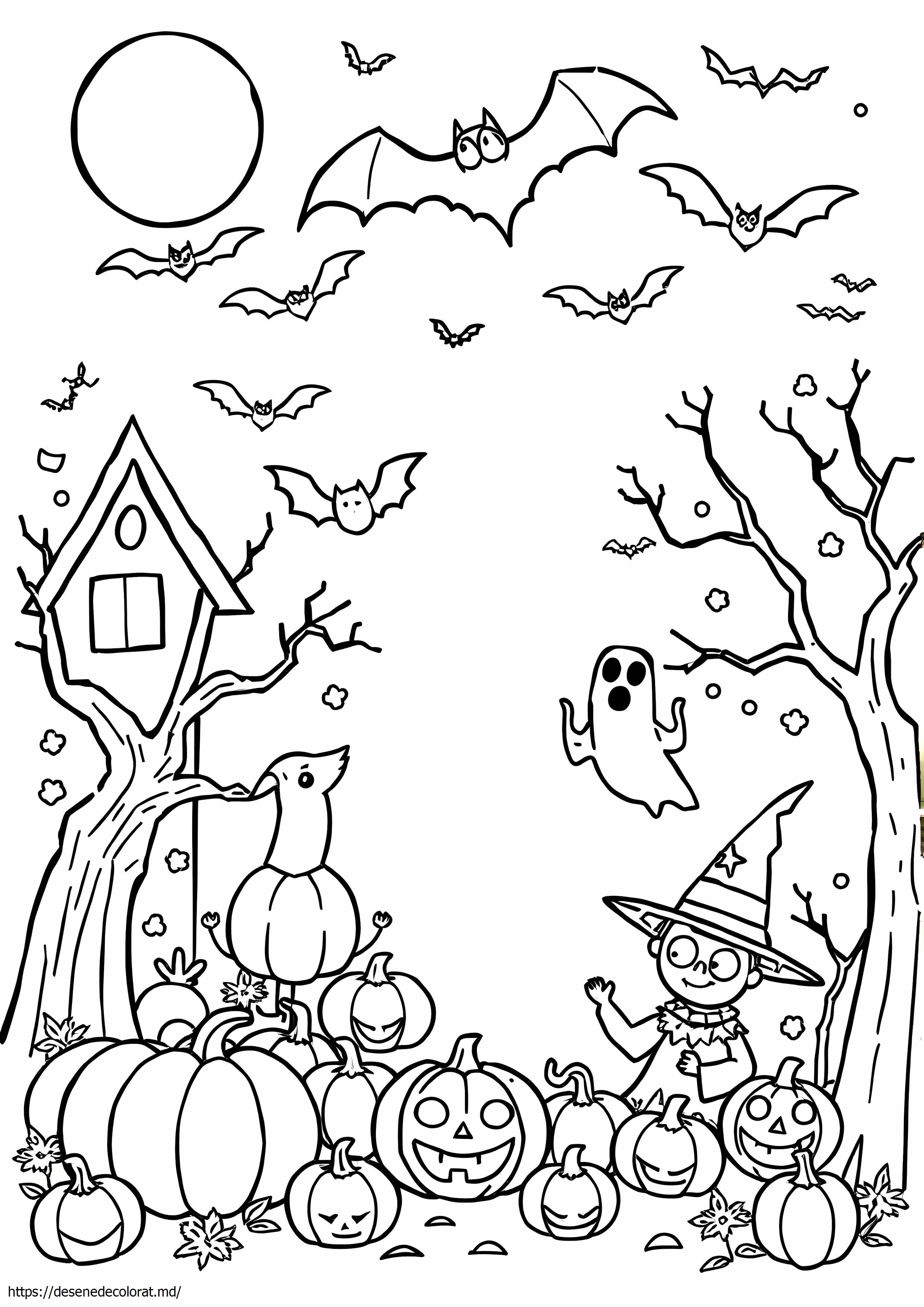 Pagini de Halloween de tipărit și colorat