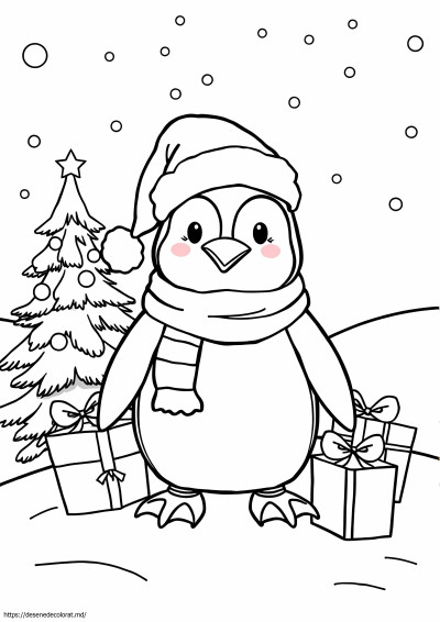 Drăguț pinguin de Crăciun