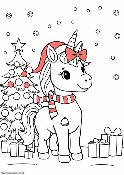 Drăguț unicorn de Crăciun
