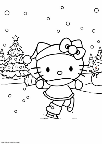Patinaj pe gheață hello kitty craciun