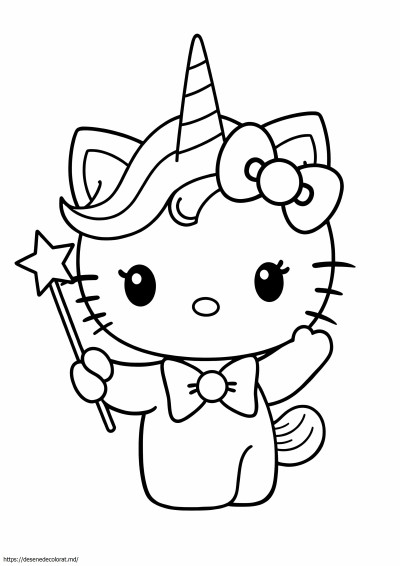 Pisică unicorn hello kitty