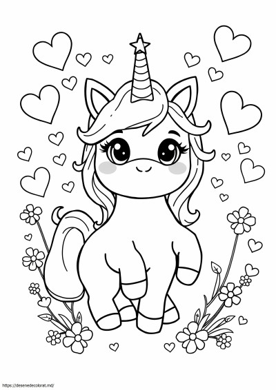 Pisică drăguță unicorn kawaii