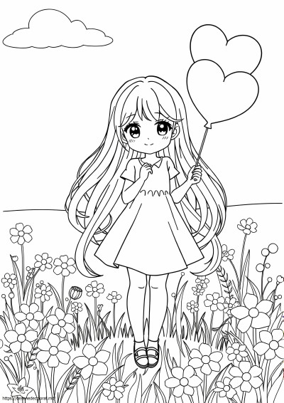 Fată anime kawaii cu păr lung