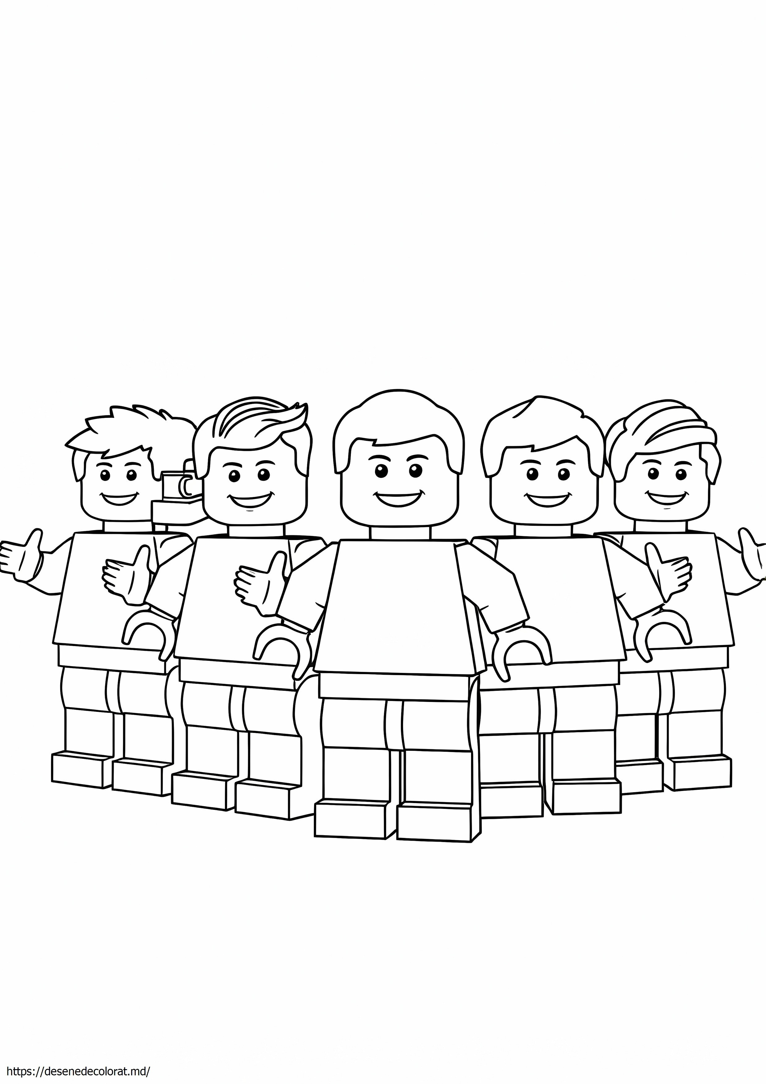 Pagina color cu 8 bărbați lego