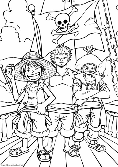 Pagini color manga dintr-o bucată
