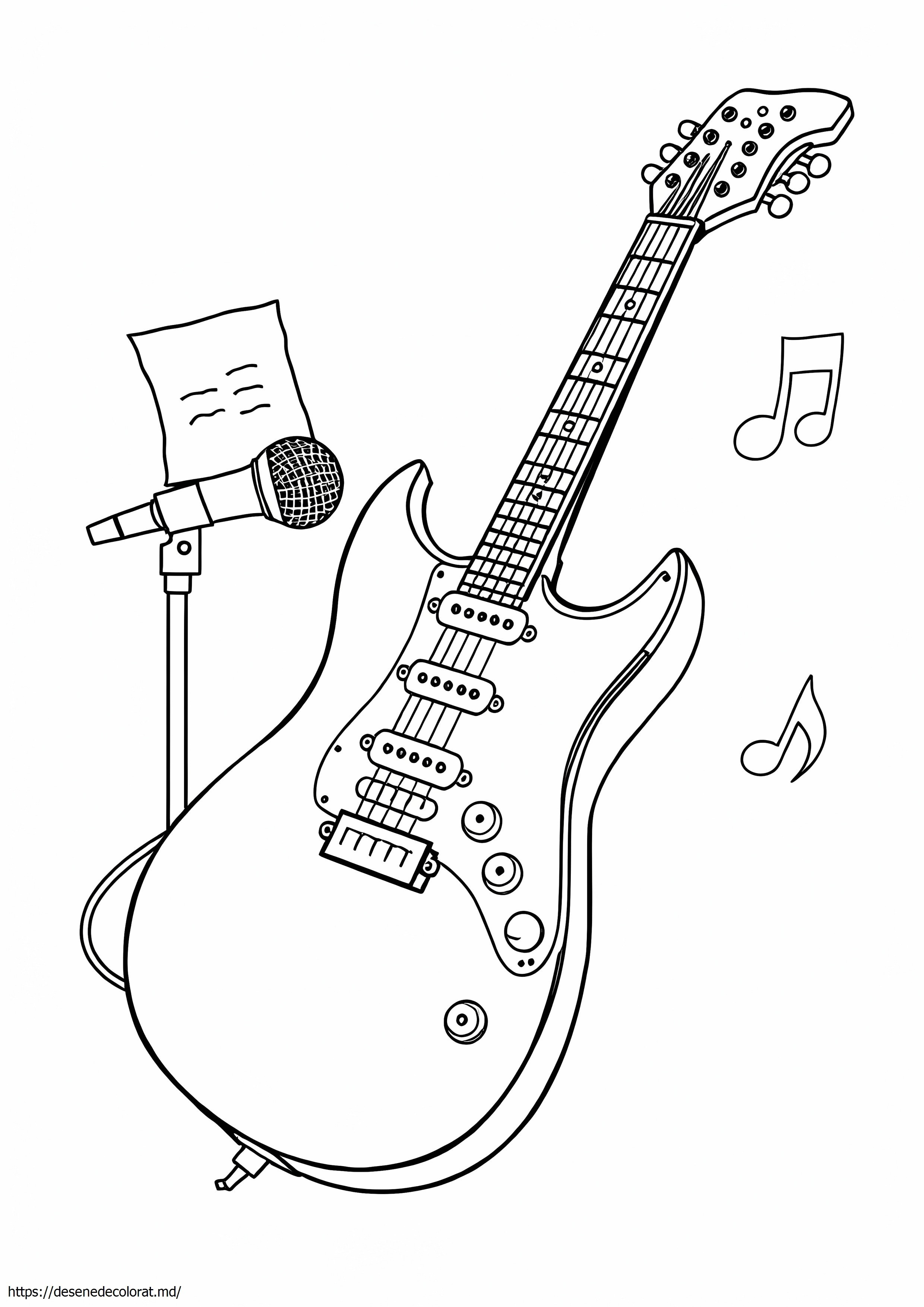 Pagina color chitara rock n roll anilor 80