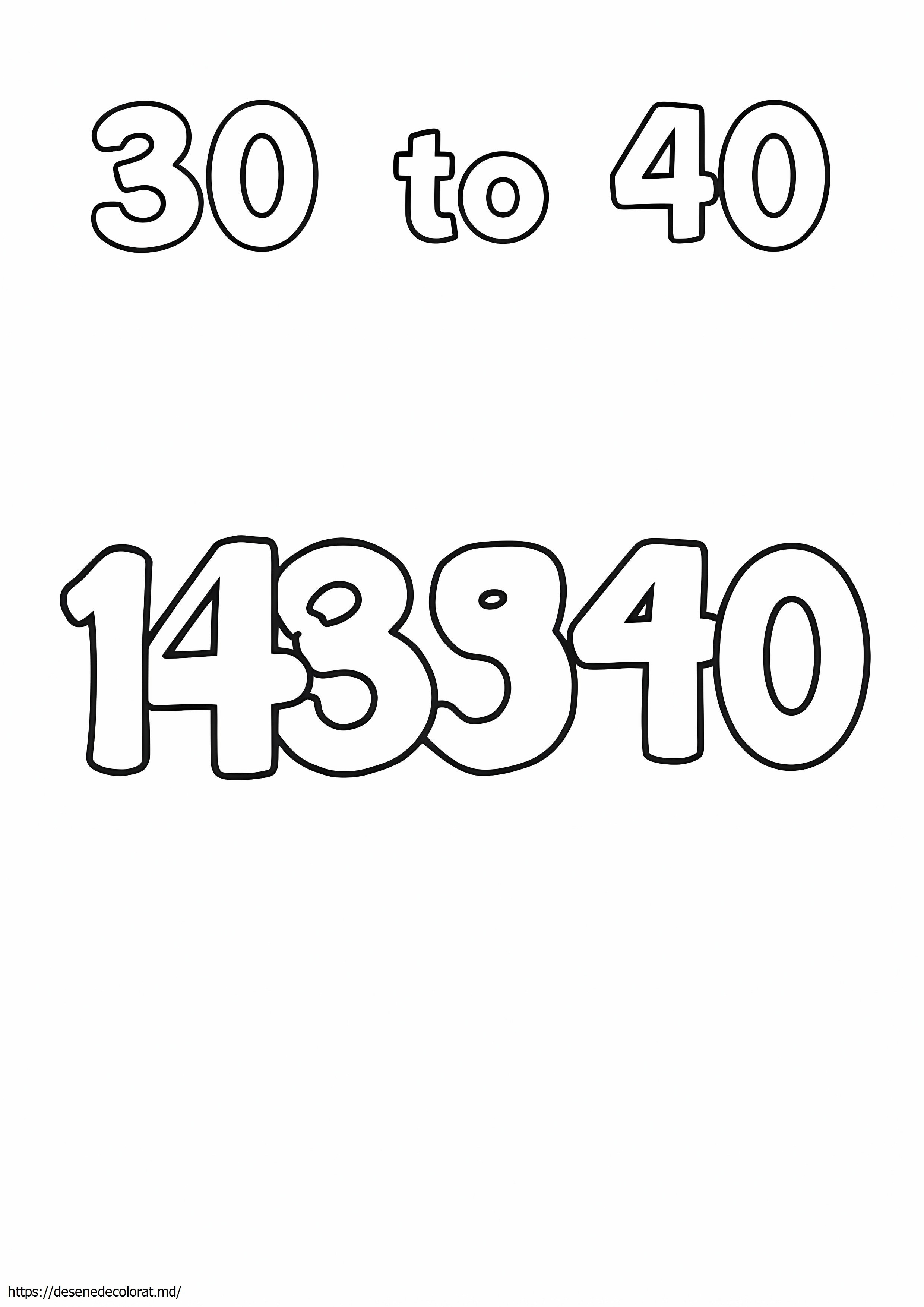 Numărul de la 30 la 40