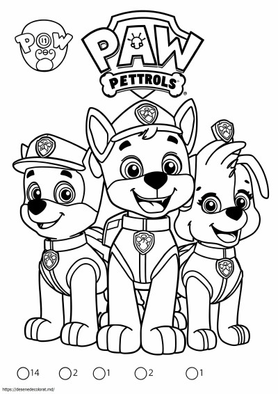 Paw Patrol colorează după număr pagini